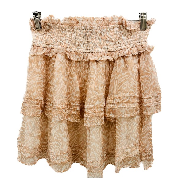 Cleobella Kenna Mini Skirt Small zebra blush pink ruffle - Picture 3 of 10